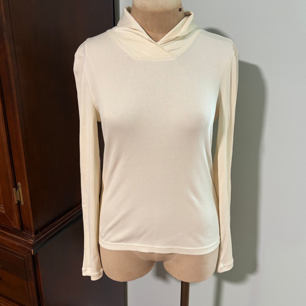 Lauren Ralph Lauren Jeans Co Cream Ribbed Knit Cream Long Sleeve Top Small